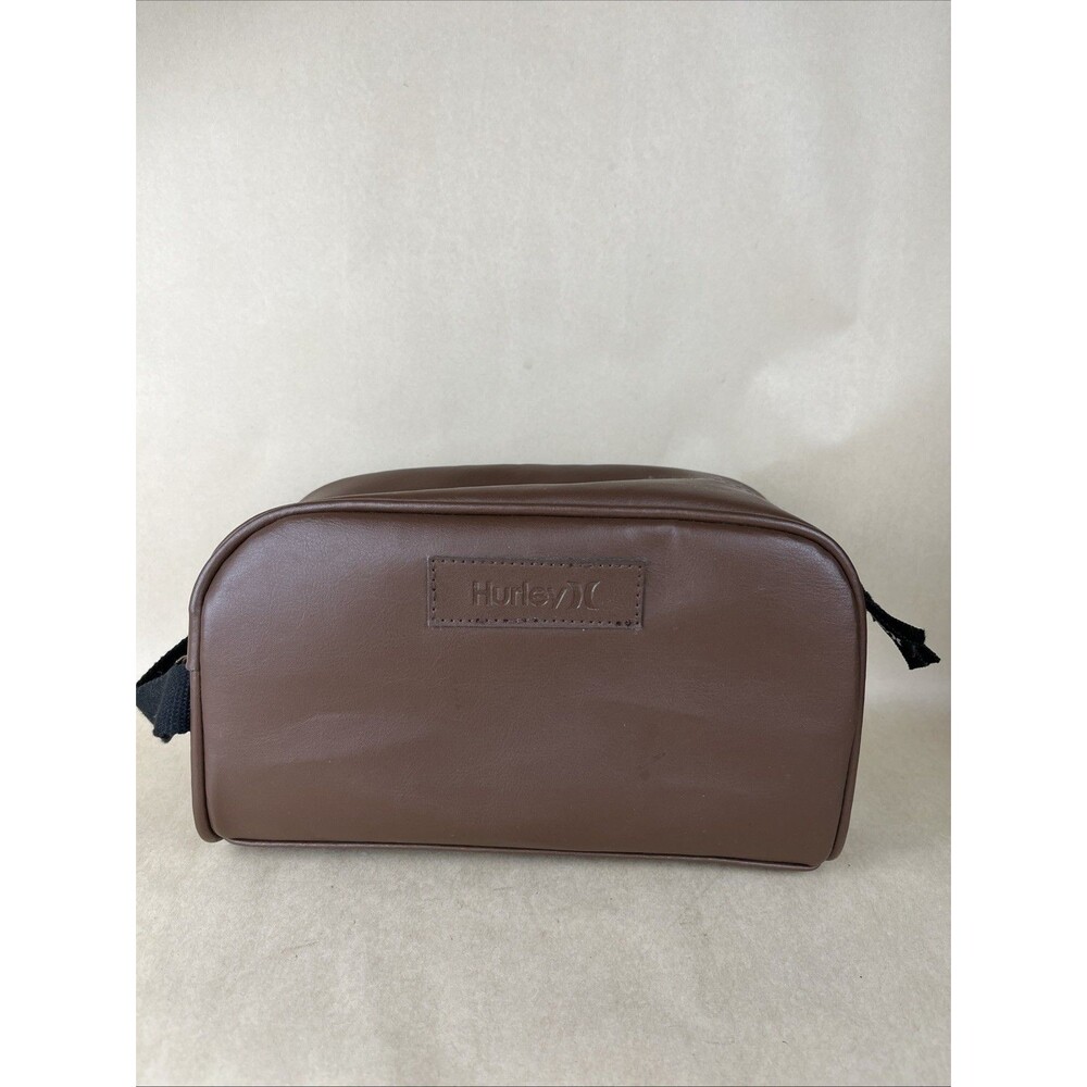 Hurley Dopp Kit Toiletry Travel Bag Brown Faux Leather Gym‎ Organizer Unisex